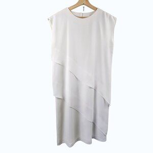 Pierre Cardin Boutique Dress Sz 8 White Sleeveless Asymmetrical VTG '70s-'80s